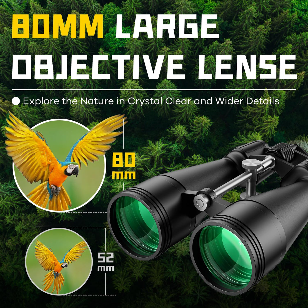 15-35x80 Astronomy Binoculars for Adults, High Powered 35x Zoom HD for Stargazing & Bird Watching, Waterproof Binocular with Tripod Adapter, Ideal Essentials for Cruise Ship, Travel, Camping, Hunting