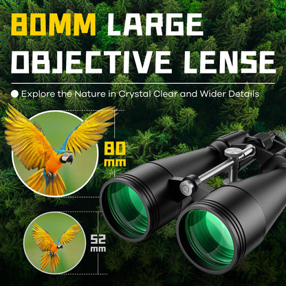 15-35x80 Astronomy Binoculars for Adults, High Powered 35x Zoom HD for Stargazing & Bird Watching, Waterproof Binocular with Tripod Adapter, Ideal Essentials for Cruise Ship, Travel, Camping, Hunting