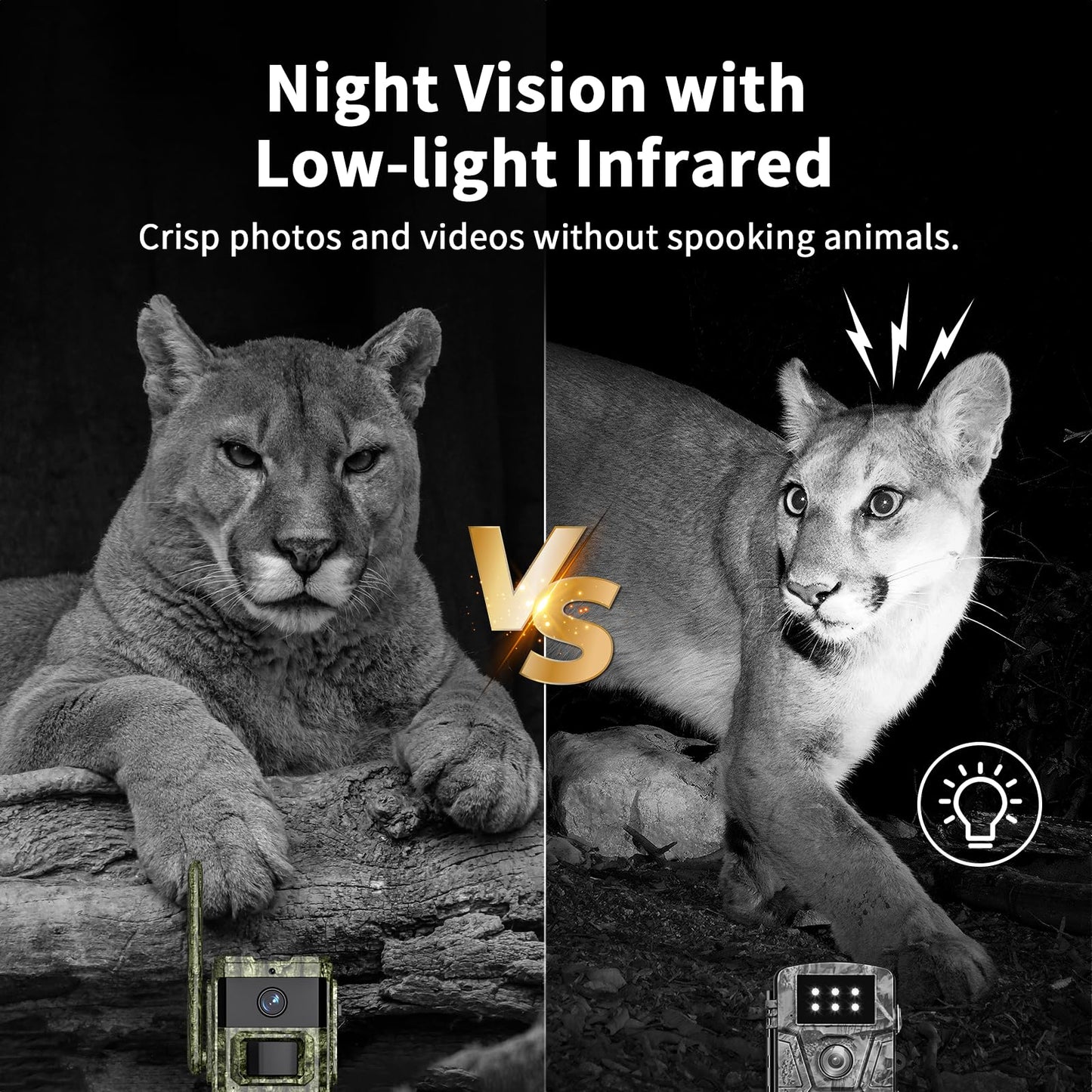 Trail Camera, 2.7K Game Cameras Cellular Trail Cameras with Night Vision Motion Activated IP66 Waterproof 4G LTE Cellular Cam 940nm No Glow Infrared LEDs Solar Powered Live Streaming Security Camera
