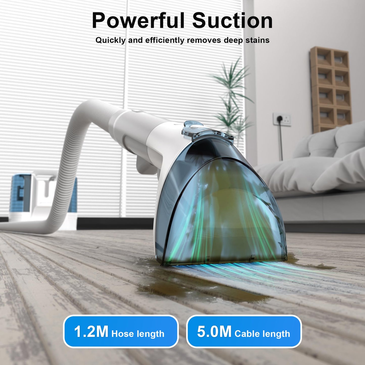 Rivenara Carpet Cleaner Machine Upholstery - 450W Shampooer Portable for Couch Rug Sofa Car Seat Furniture Fabric Wet Vacuum Spot Handheld Small Mini Car Water Aspiradora de Agua Deep Extractor Washer