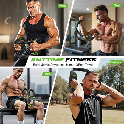 Vanlgs Twister Arm Trainer for Men, Chest Workout Equipment 5-Level Adjustable (40-130lb) with Ergonomic 27° Targets Biceps/Clip/Thigh, Portable Exerciser for Home Gym Travel Fitness, Green