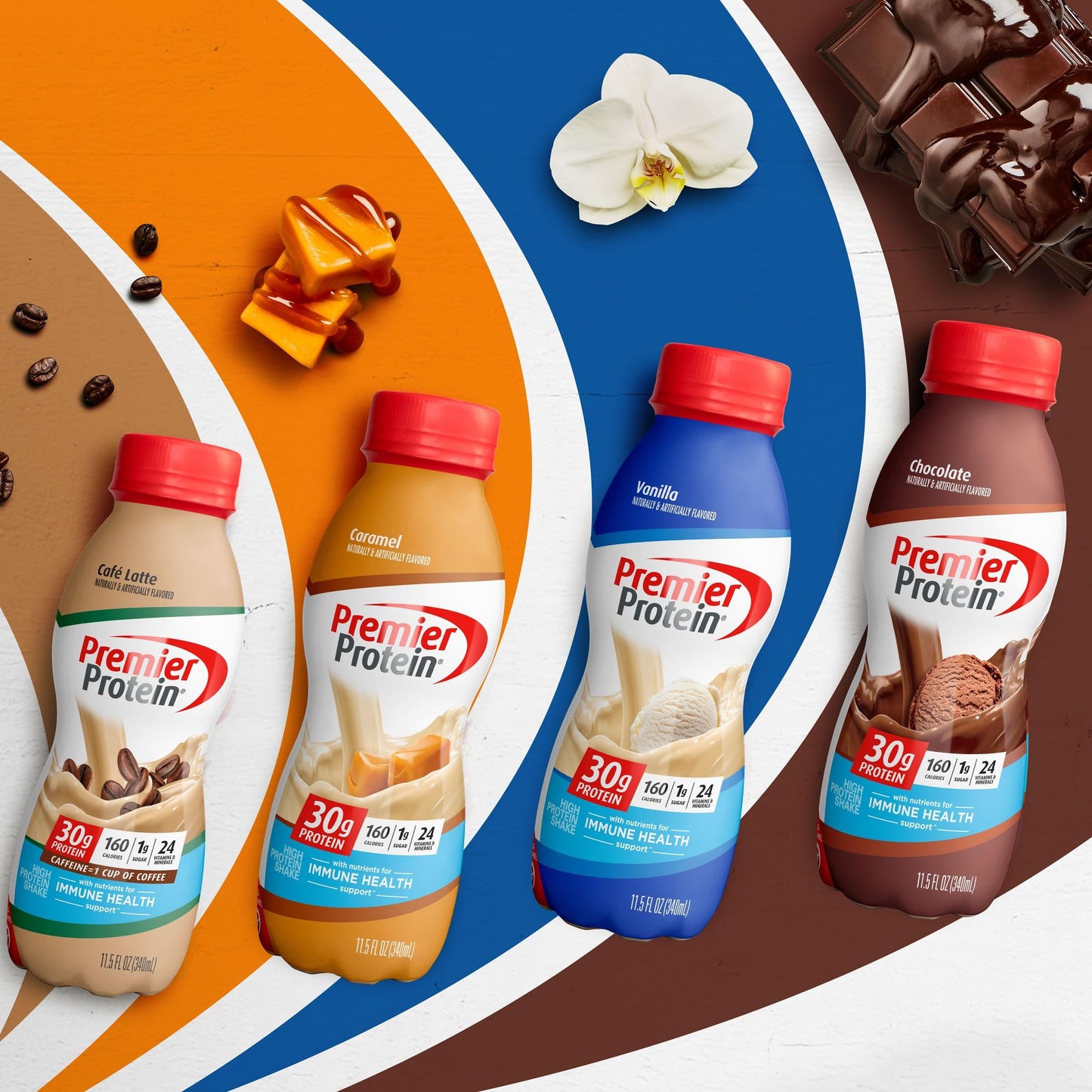 Premier Protein Shake, Café Latte, 30g Protein, 1g Sugar, 24 Vitamins & Minerals, Nutrients to Support Immune Health 11.5 fl oz, 12 Pack