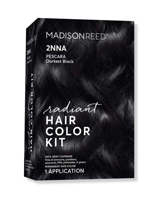 Madison Reed Radiant Hair Color Kit - 2NNA Darkest Cool Black with Ash Undertones (Pescara Black), Dimensional Gray Hair Blending Permanent Hair Dye, PPD-Free & Ammonia-Free, 1 Pack