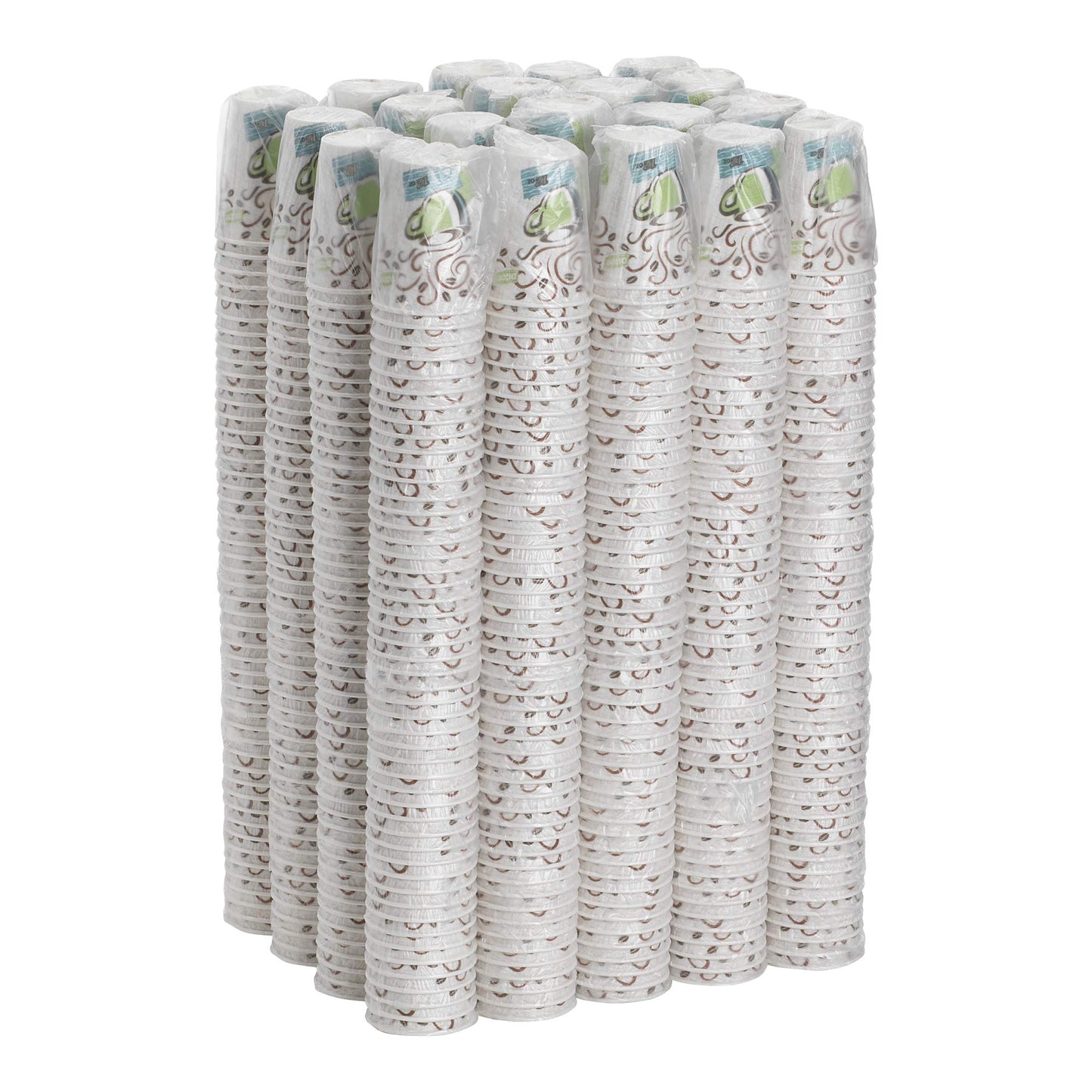 Dixie PerfecTouch 12 oz Paper Coffee Cups By GP PRO, Coffee Haze Design, 1000 Count (Individually Wrapped Disposable Cups), 5342CDWR