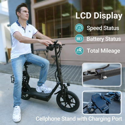 NAVIC T1PRO Electric Scooter,Electric Scooter with Seat,Max 49 Miles Ranges,Top Speed 22 mph,750W Peak Motor for Pets,Cargo with Back Basket