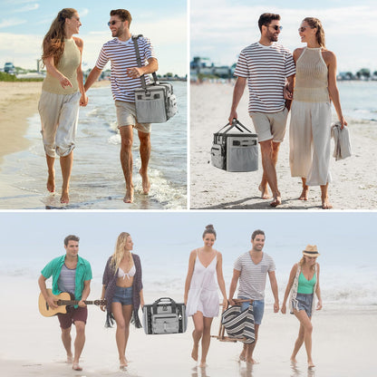 Maelstrom Soft Cooler Bag,Soft Sided Cooler,30 Cans Collapsible Cooler,Insulated Ice Chest,Large Leakproof Camping Cooler,Portable Travel Cooler for Kayaking,Beach,Gray, MSCB03