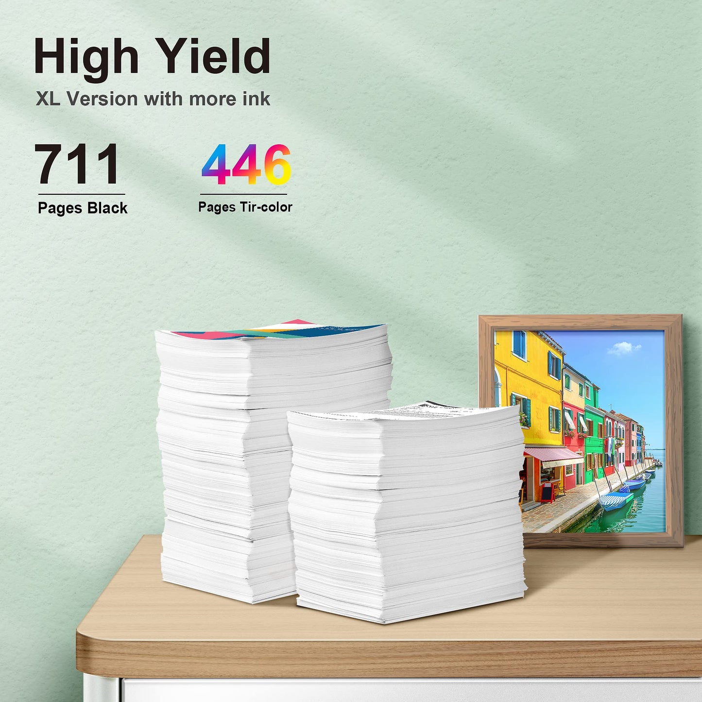 63XL Ink Cartridges Black and Color Replacement for HP Ink 63 63XL HP63 Work for DeskJet 1112, 2130, 3630 Series, Envy 4510 4520, OfficeJet 3830 4650 5200 Printer F6U63A F6U64A (2 Pack) High Yield