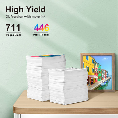 63XL Ink Cartridges Black and Color Replacement for HP Ink 63 63XL HP63 Work for DeskJet 1112, 2130, 3630 Series, Envy 4510 4520, OfficeJet 3830 4650 5200 Printer F6U63A F6U64A (2 Pack) High Yield