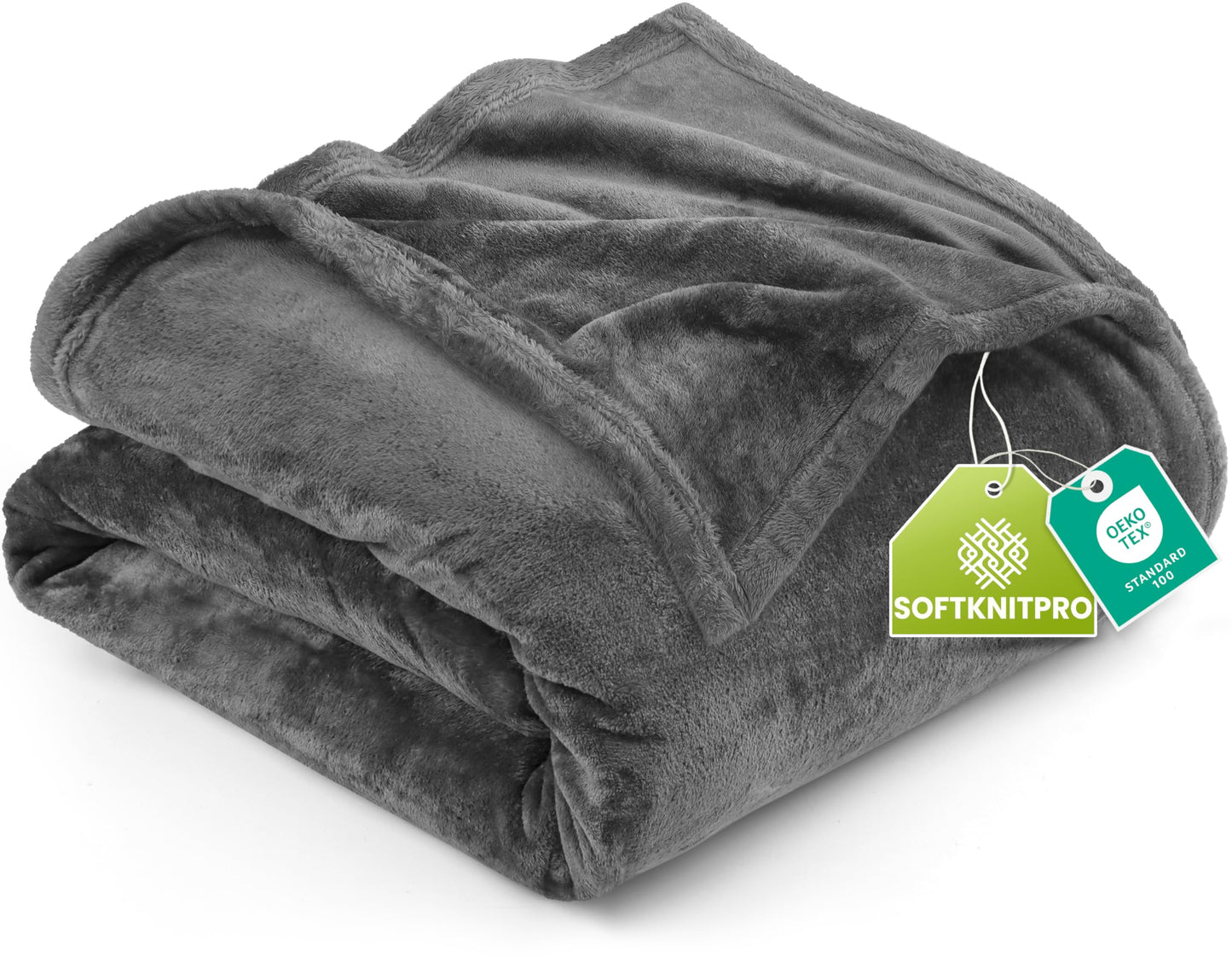 Utopia Bedding Fleece Blanket Queen Size Grey 300GSM Luxury Anti-Static Fuzzy Soft Microfiber Bed Blanket (90x90 Inch)