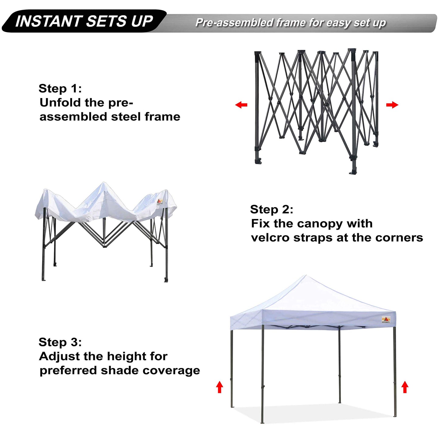 ABCCANOPY Patio Pop Up Canopy Tent 10x10 Commercial-Series (White)