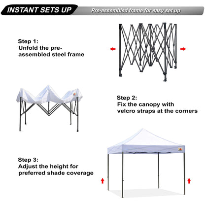 ABCCANOPY Patio Pop Up Canopy Tent 10x10 Commercial-Series (White)