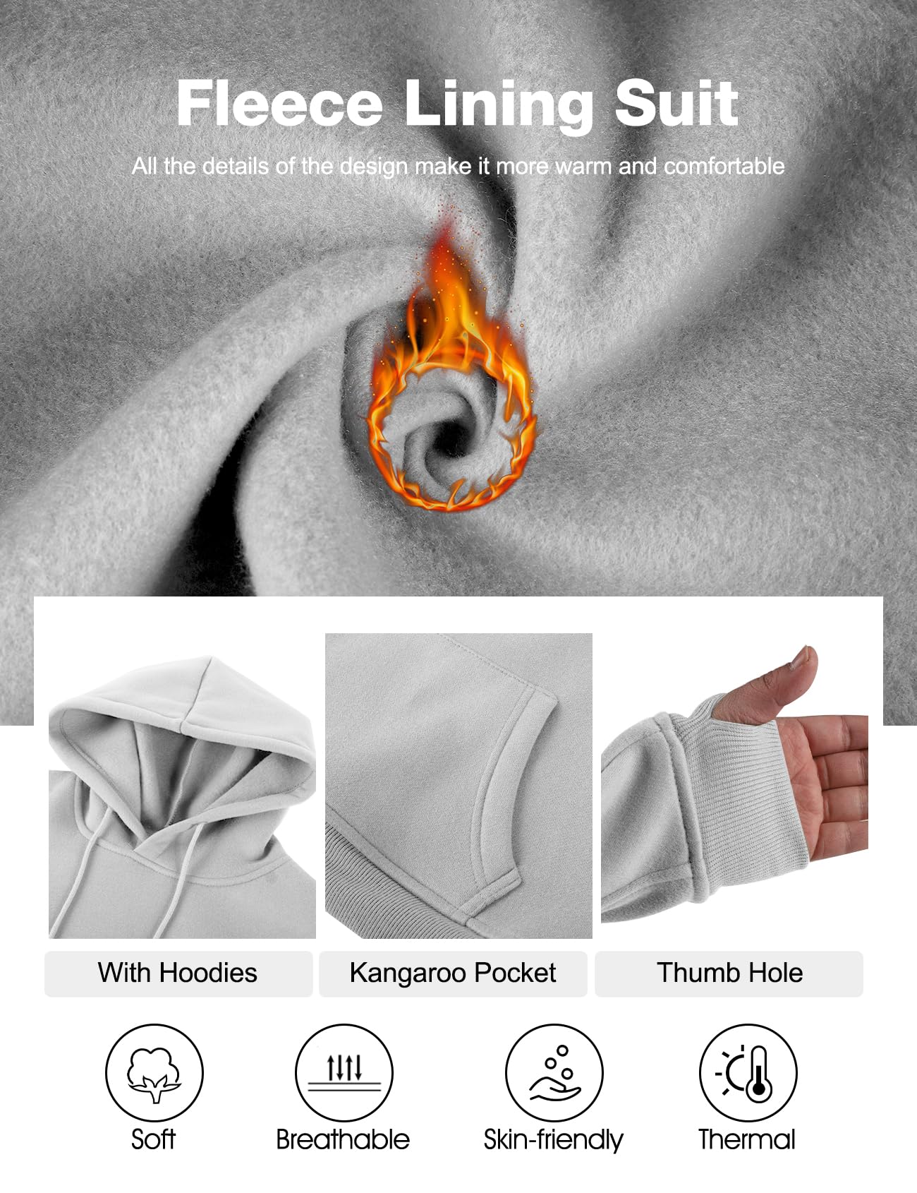 Flygo Womens Fleece 2 Piece Outfits Sweatsuit Crop Pullover Sweatshirt Joggers Pants Tracksuit Set(LightGrey-M)