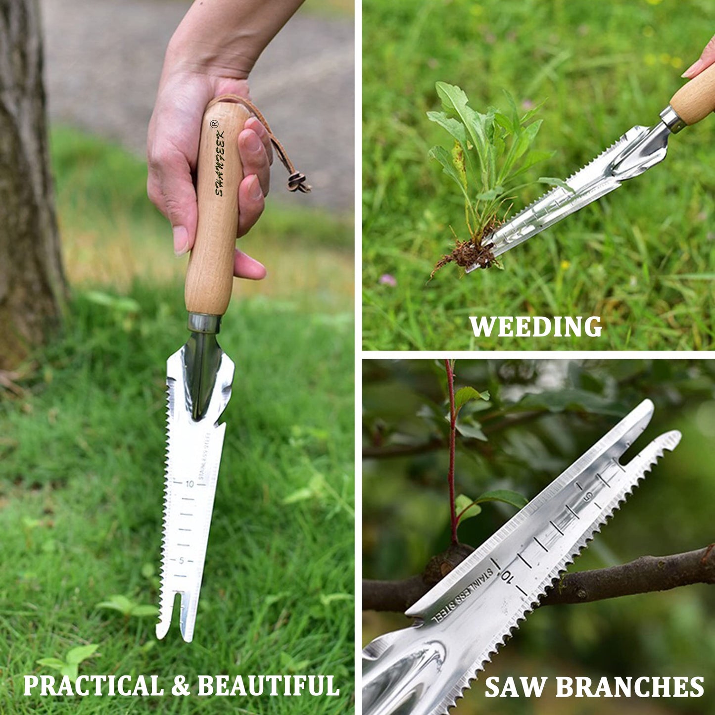 SHANFEEK Weed Puller Crack Weeder Weed Remover Tool for Yard Hoe Gardening Tools Stainless Steel One-Piece Molding (I-Type)