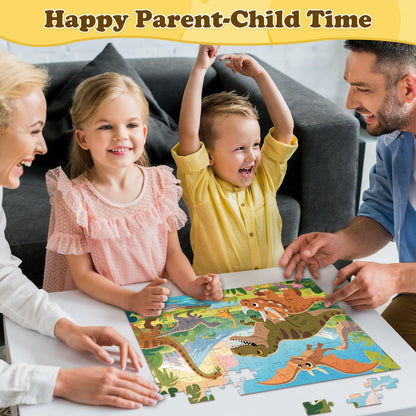 4-Pack 100 Piece Puzzles for Kids Ages 4-6 6-8 8-10, Cute Dogs Dinosaurs Dolphins Wildlife Kids Puzzles Ages 3-5 4-6 5-8, 100 Large Piece Jigsaw Puzzles Educational Toys for Boys and Girls (15x10 in)