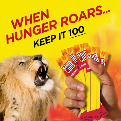 Slim Jim Smoked Meat Sticks, Original Flavor, 6g Protein Per Serving, Snack Size, Lunchbox Snack, 0.28 oz. (100 Count)