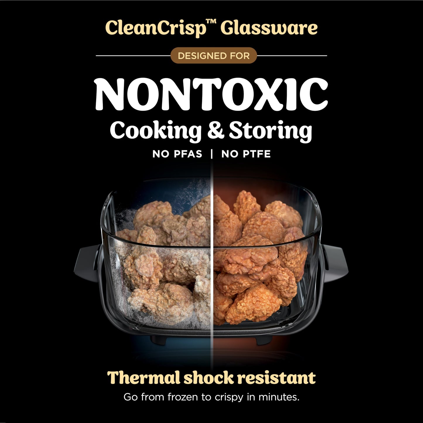 Ninja | Air Fryer | Crispi 4-in-1 Portable Cooking System | 4QT & 6 Cup Glass Containers, Crisper Plates & Storage Lids Included | Microwave, Freezer & Dishwasher Safe | Ginger Snap | FN101GD