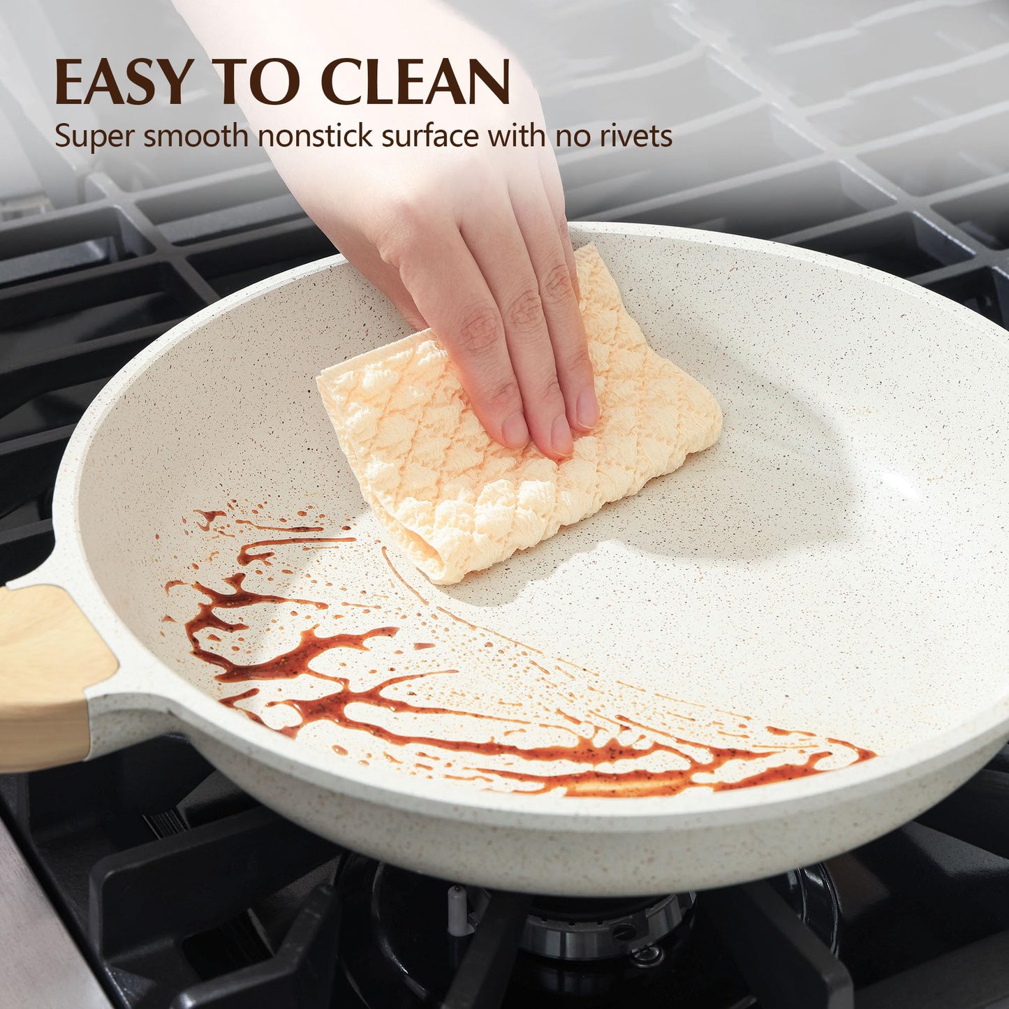 SENSARTE Nonstick Ceramic Frying Pan with Lid 8/9.5/10/11/12.5 Inch Omelet Pan Skillet, PFAS/PTFE/PFOA Free Healthy Non-toxic Chef's Pan Induction Compatible Egg Pan with Heat Resistant Handle