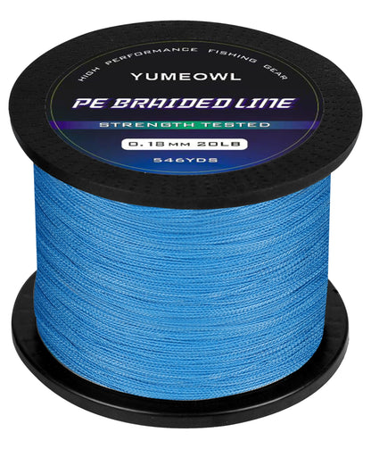YUMEOWL Fishing Line, No Stretch-Super Strong-Abrasion Resistant-Braided Line, 4 Strand, Ocean Blue, 164YDS, 4LB, 0.05MM