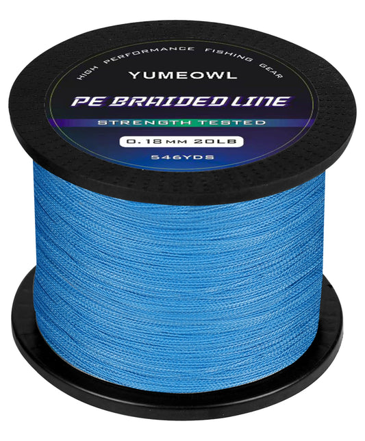 YUMEOWL Fishing Line, No Stretch-Super Strong-Abrasion Resistant-Braided Line, 4 Strand, Ocean Blue, 164YDS, 4LB, 0.05MM