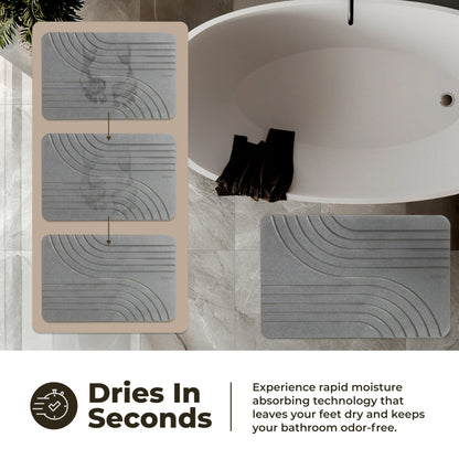 TOSORO - Stone Bath Mat, Diatomaceous Earth Non-Slip Stone Shower Mat - Quick Drying Absorbent Bath Mats for Bathroom - Elegant & Modern Design, Easy to Clean (23.5 x 15) - Graphite