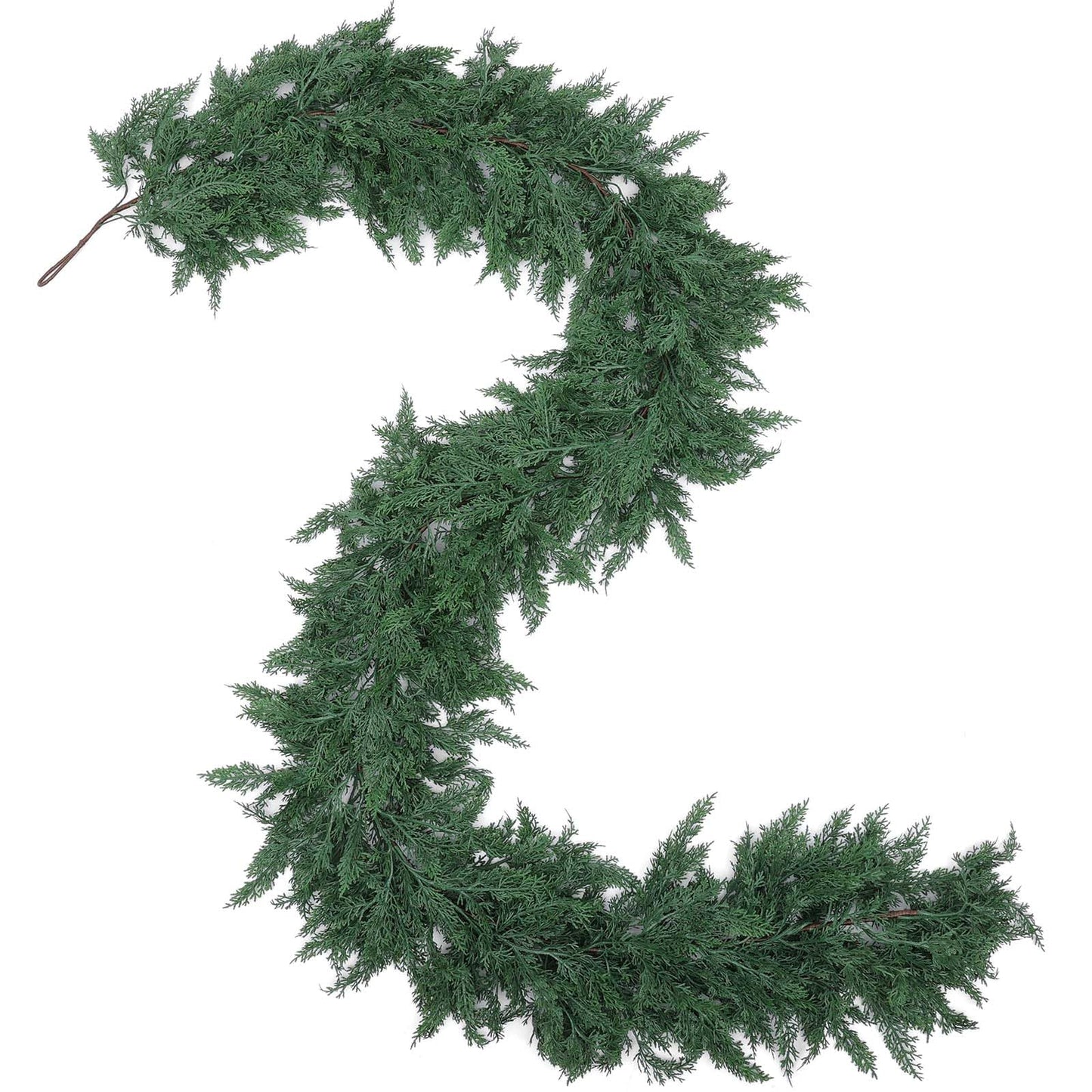 Hananona 9 FT Artificial Cedar Garlands, Real Touch Winter Cedar Pine Garland, Green Artificial Greenery Garland for Table, Mantle, Wall, Indoor, Outdoor Christmas Decorations (1, 9 FT)