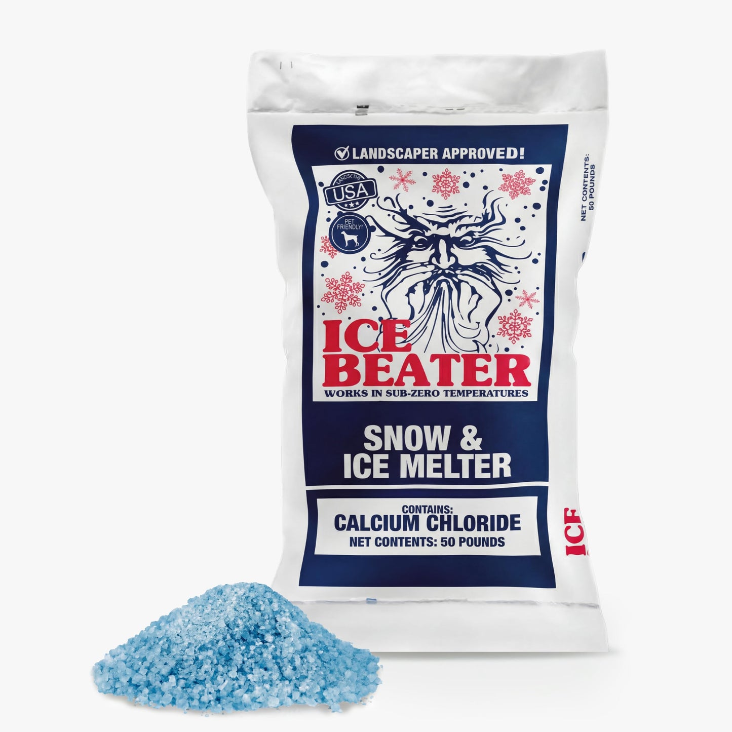Snow Joe Ice Beater Calcium Blend Powerful Ice Melt, 50 Pound Bag - Works to -15°F Safe for Sidewalks, Driveways, and Walkways
