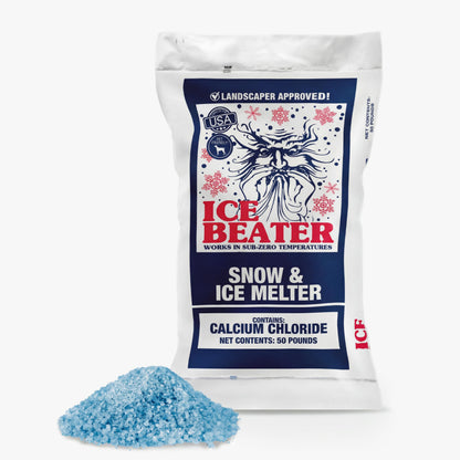 Snow Joe Ice Beater Calcium Blend Powerful Ice Melt, 50 Pound Bag - Works to -15°F Safe for Sidewalks, Driveways, and Walkways