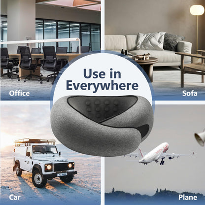 Purroch Advanced Memory Foam Neck Travel Pillow, Neck Pillow Airplane with Eye Mask & Ear Plugs, Designed for The Comfort of Travel & Office, The Pillow for Plane, Car, Home, Work, Dark Grey