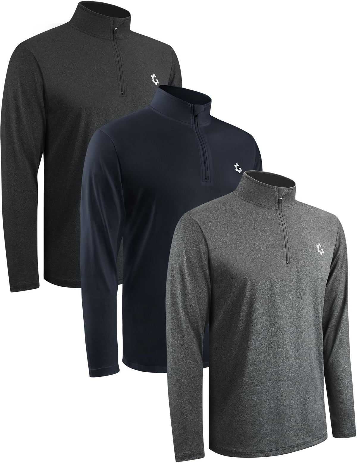 3Pack Quarter 1/4 Zip Pullover Men Dry Fit Sweatshirts Long Sleeve 1/2 Half Zip Running Athletic Golf Work Out Gym Fishing Shirt Quick Dry Outdoor Active Sports Shirts Gray Blue L