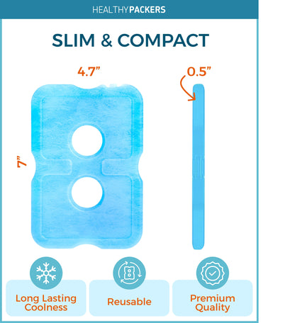 Healthy Packers Ice Packs for Lunch Boxes & Coolers - Freezer Packs - Original Cool Pack | Cooler Accessories for Beach, Camping & Fishing | Slim & Long-Lasting Reusable Ice Pack for Cooler (Set of 4)