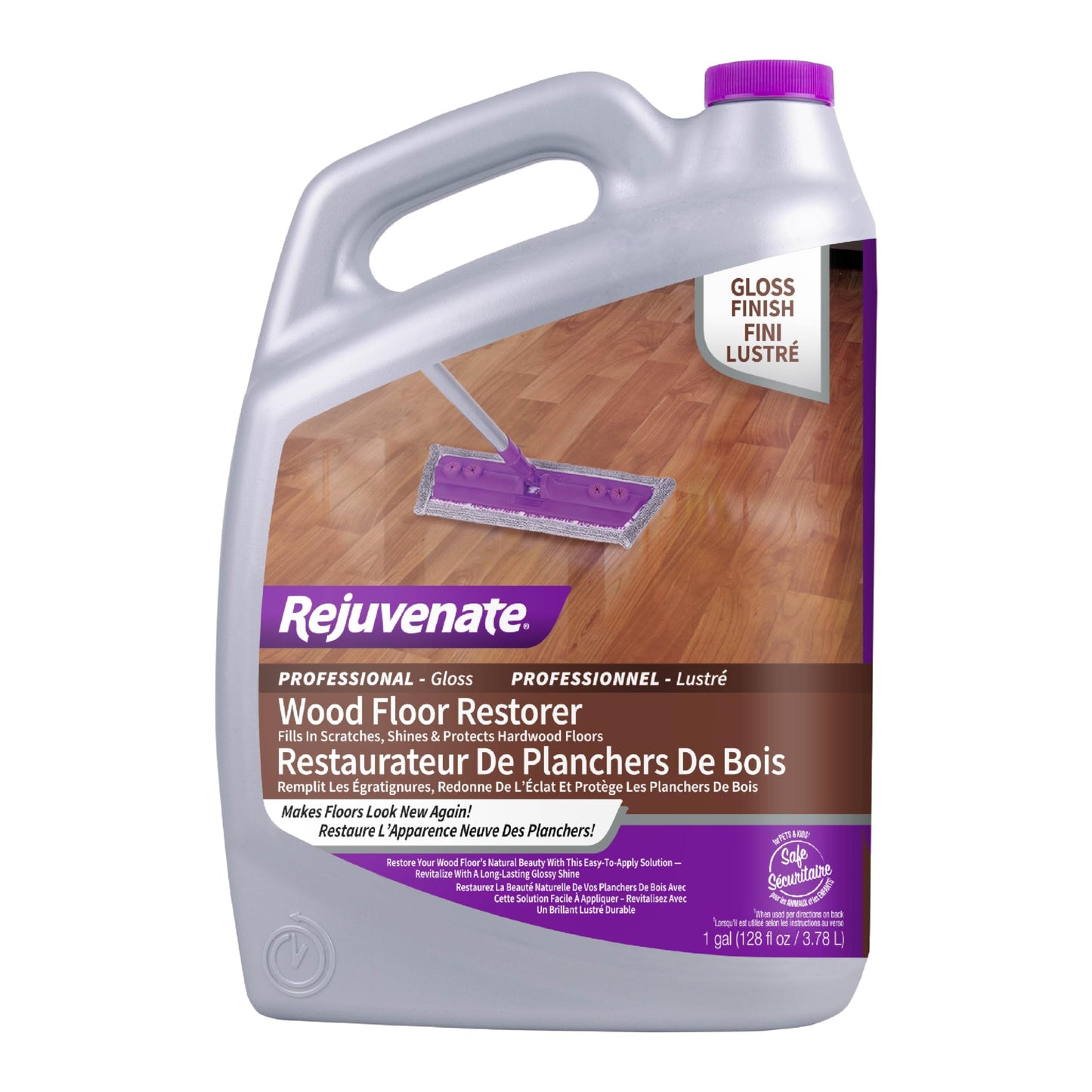 Rejuvenate Professional Wood Floor Restorer Fills Scratches, Shines And Protects Wood Flooring For A High Gloss Shine, 1 Gallon