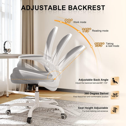 Office Chair, Ergonomic Desk Chairs 330LBS Capacity High Back Mesh Computer Chair with Flip-up Armrests, Comfy Work Chair with Adjustable Lumbar Support