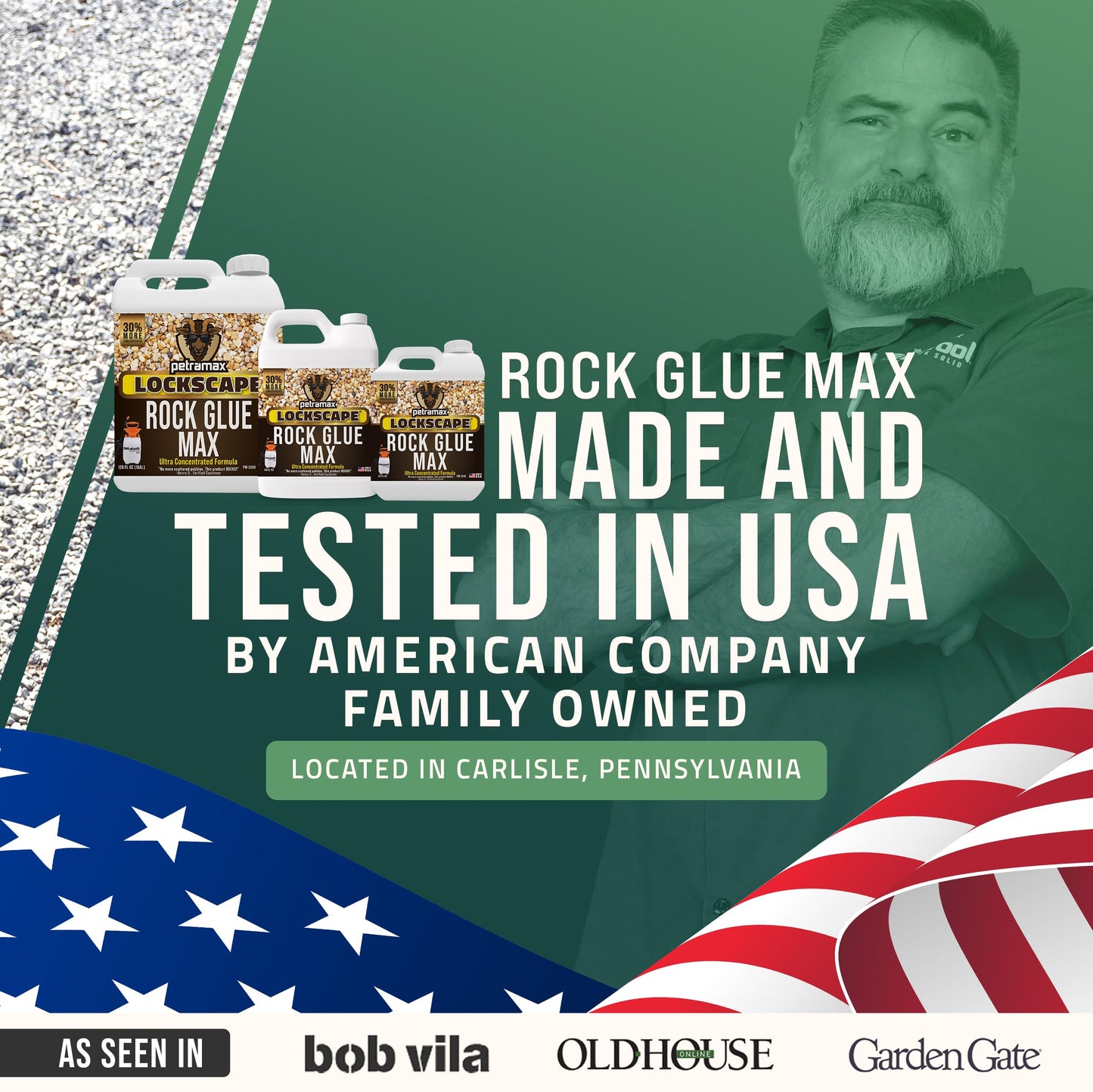 Petra Max Rock Glue for Landscaping, 32 Ounce - Ground Coverage & Pet Safe Mulch Glue for Rocks - Lockdown Gravel/Pebbles/Stones - Sticky Clear Gravel Binder & Decomposed Granite Stabilizer (50 Sq Ft)