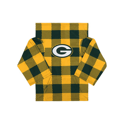 FOCO Green Bay Packers NFL Buffalo Plaid Oversized Wearable Throw Blanket - 48" x 71"
