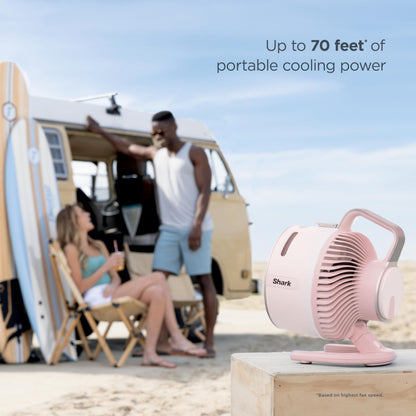 Shark FlexBreeze HydroGo Fan—Ultra-powerful portable fan with indoor + outdoor mist, Up to 70 feet of reach, corded & cordless, up to 12-hr. battery, 5 speeds, evaporative misting, Glacier, FA052BL