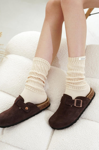 Project Cloud Genuine Leather Footbed Clogs for Women - Memory Foam Arch Support Slippers for Women - Trendy Slip-ons Women's Mules & Clogs Sandals (Benton, CHOCBRWNSUED, 10)