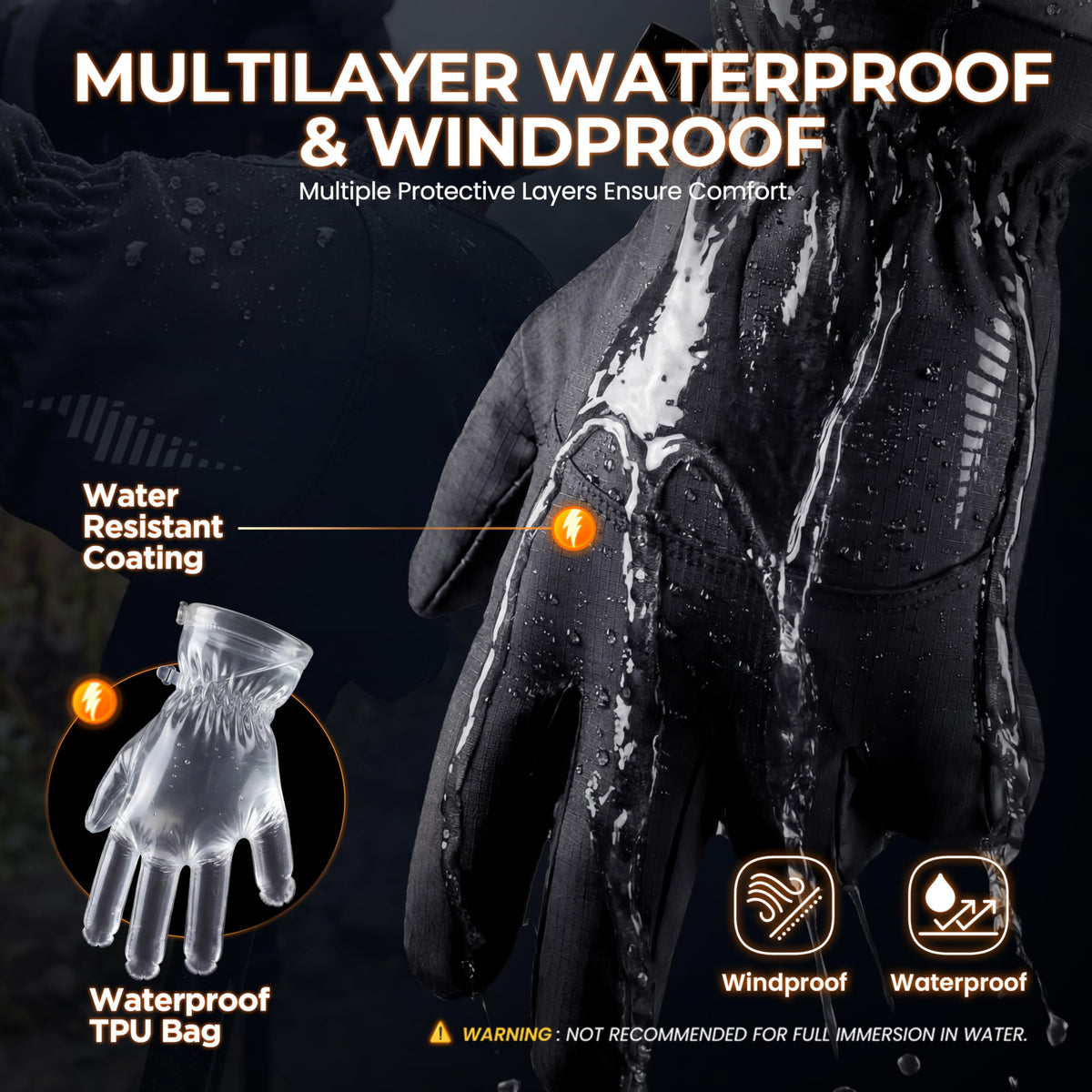 rivmount Winter Waterproof Ski Snow Warm Gloves for Women Men, Windproof Cold Weather Thermal with Touchscreen Fingers, for Running Driving Cycling Hiking Biking Outdoor Sports Daily Work