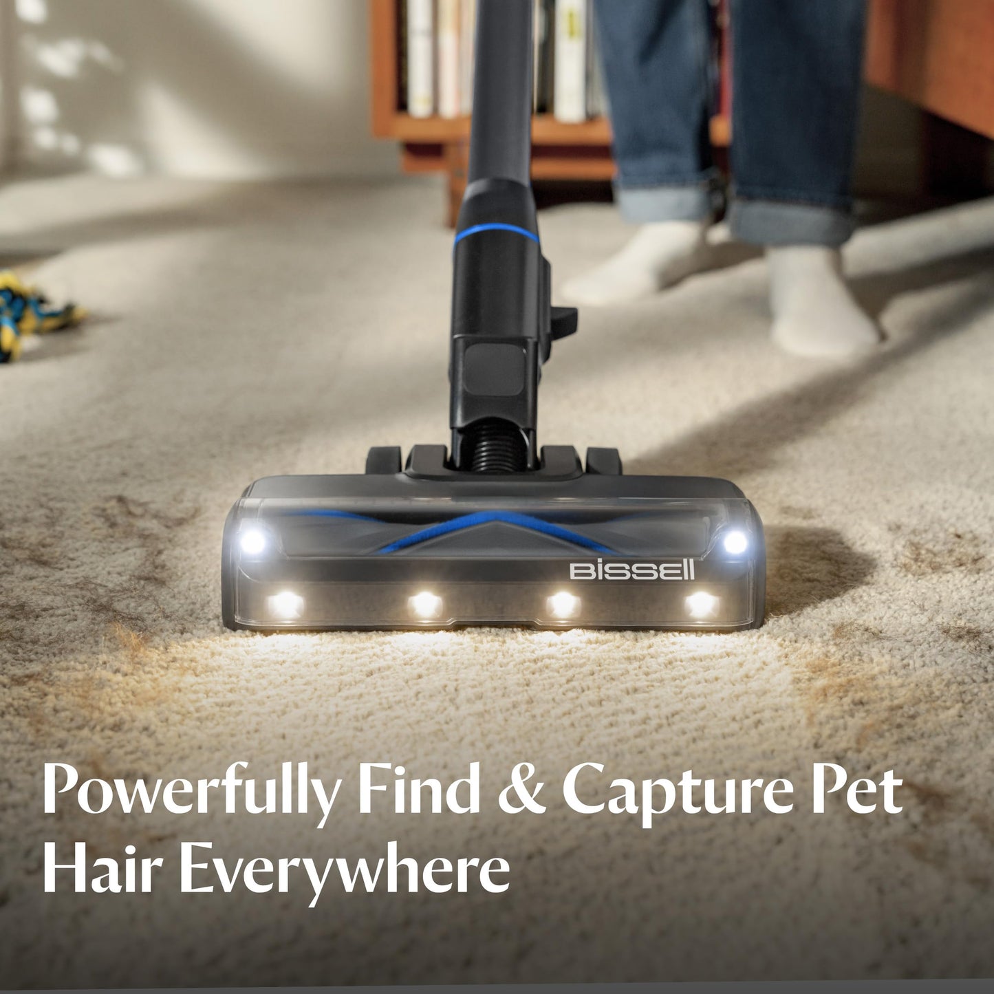 Bissell PowerClean FurGuard 280W Self-Standing Cordless Vacuum w/Self-Cleaning Brush Roll, Strong Suction, Removeable Battery, Wall Mount, Upholstery Tool & Bright Headlights