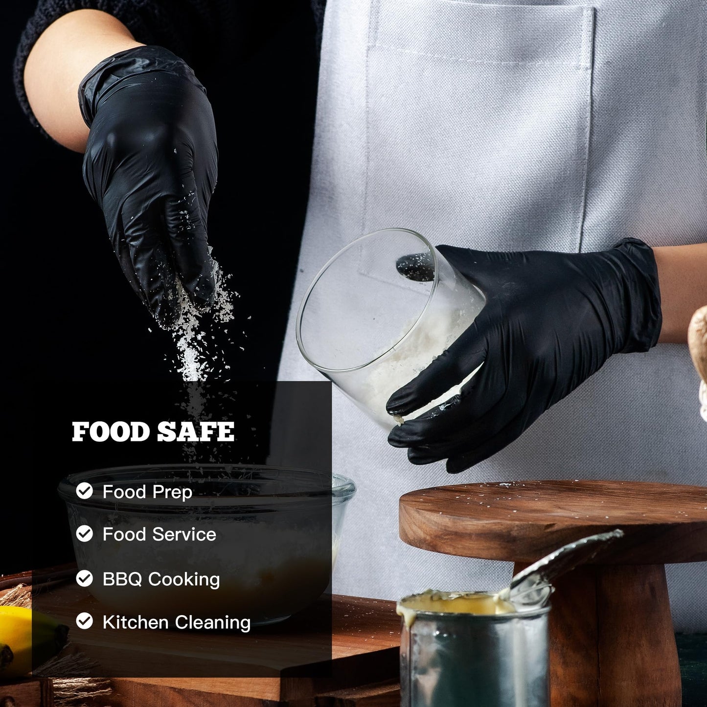 TitanFlex Disposable Nitrile Exam Gloves, 6-mil, Black, XL 100-ct Box, Heavy Duty Disposable Gloves, Cooking Gloves, Mechanic Gloves, Latex Free Gloves, Food Safe Rubber Gloves for Food Prep