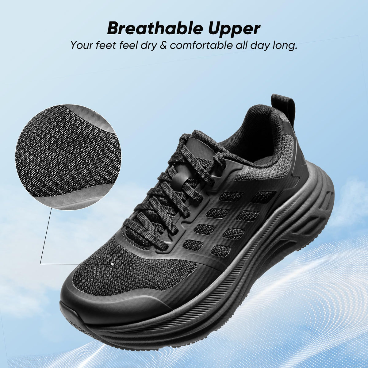NORTIV 8 Women's Walking Shoes Cushion Running Tennis Shoes ActiveFloat Non-Slip Comfortable Breathable Workout Gym Sports Athletic Fashion Sneakers,Size 7.5,All Black,SNWS245W