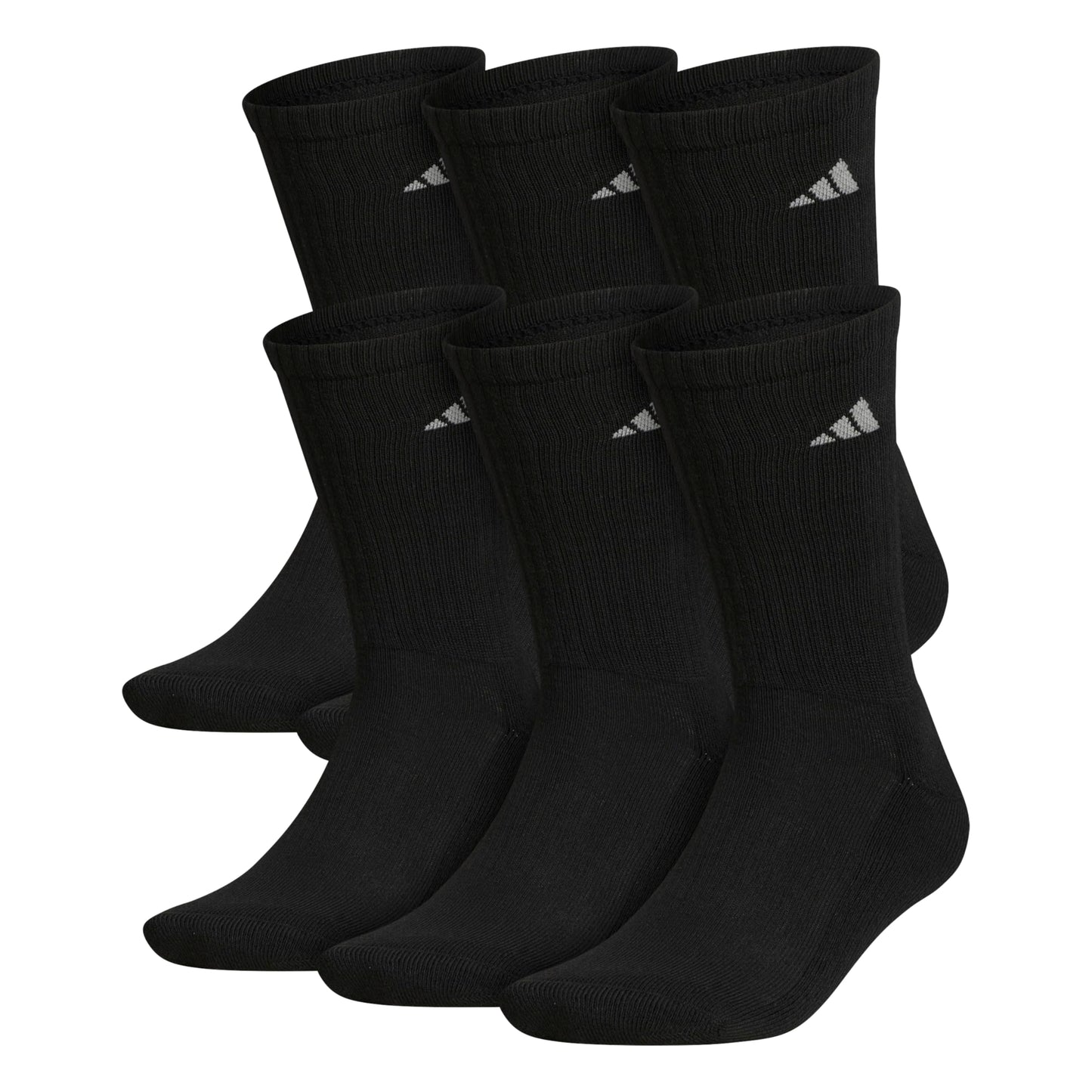 adidas Men's Athletic Cushioned 6-Pack Crew, Cushioned Crew Socks with Arch Compression for a Secure Fit
