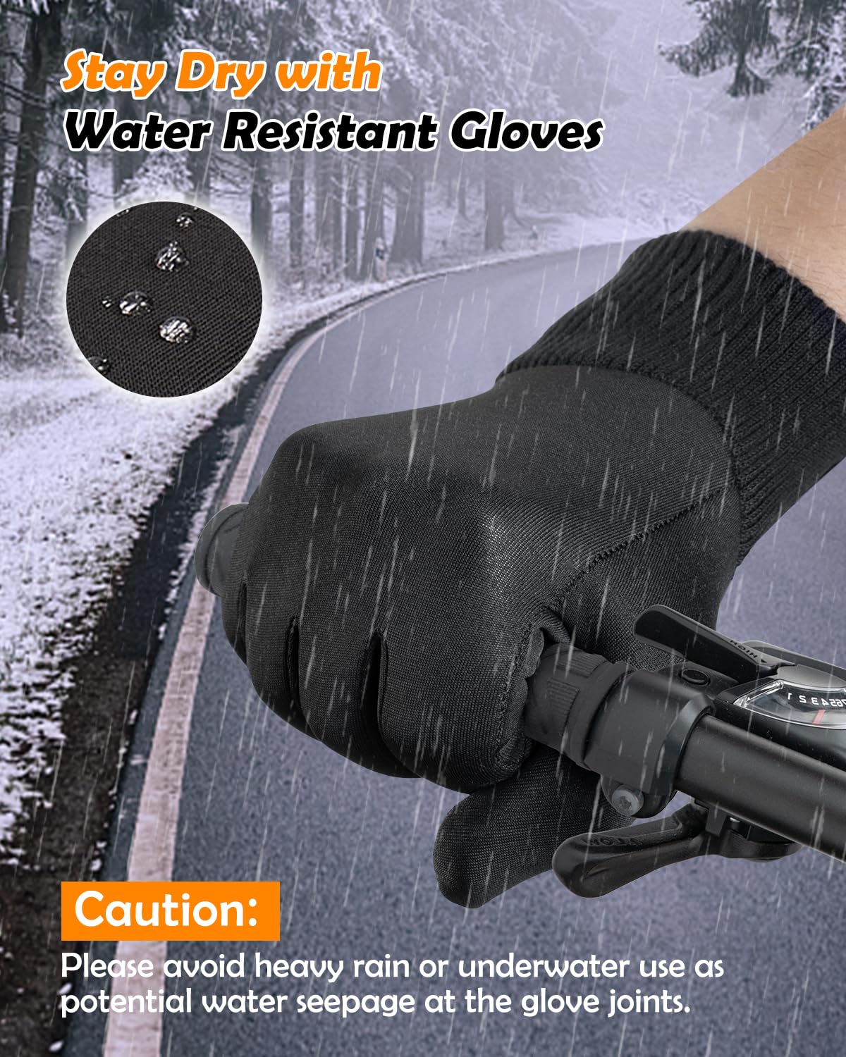 LOUXPERT Winter Waterproof Gloves for Women: Water Proof Touch Screen Gloves for Men Running Hiking, Cold Weather Touchscreen Phone Texting Warm Snow Water Resistant Thermal Black