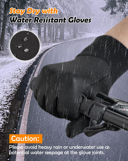 LOUXPERT Winter Waterproof Gloves for Women: Water Proof Touch Screen Gloves for Men Running Hiking, Cold Weather Touchscreen Phone Texting Warm Snow Water Resistant Thermal Black