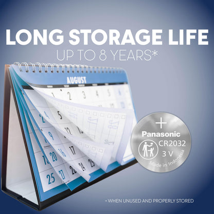 Panasonic CR2032 3.0 Volt Long Lasting Lithium Coin Cell Batteries in Child Resistant, Standards Based Packaging, 10 Pack