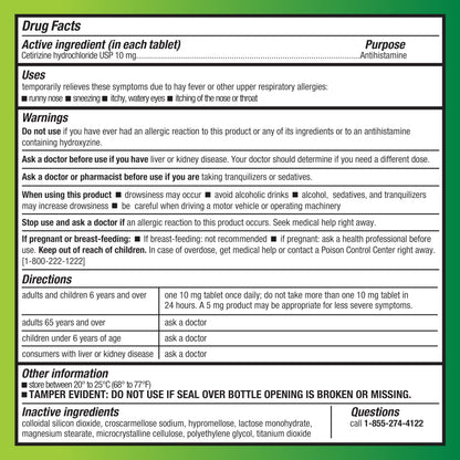 Amazon Basic Care 24 Hour Allergy Relief, Cetirizine Hydrochloride Tablets, 10 mg, 300 Count (Packaging may vary)