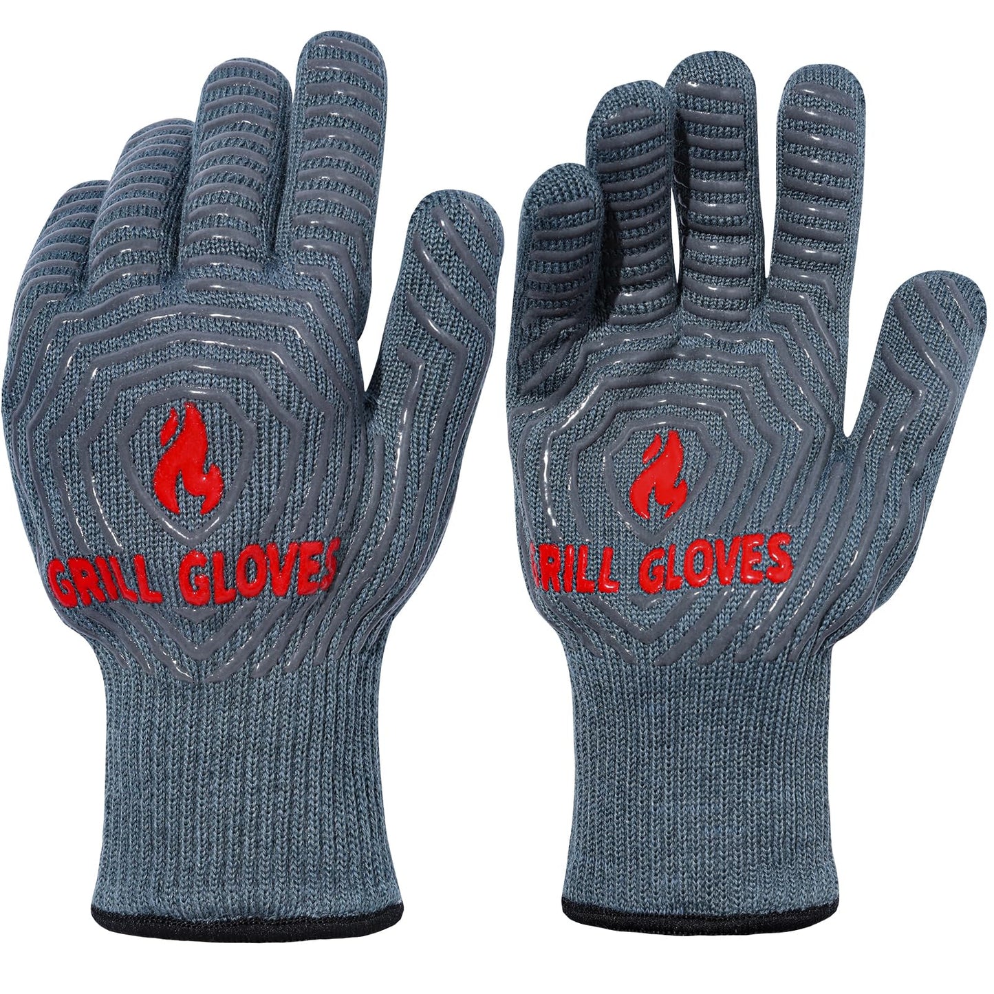 ZOPTIL Oven Gloves Grill Gloves, 1472℉ Heat Proof Non-Slip Grill Oven Gloves with Fingers, Men & Women BBQ Accessories for Cooking, Barbecuing, Baking, Kitchen and Cutting - 1 Pair（11inch）