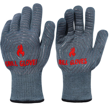 ZOPTIL Oven Gloves Grill Gloves, 1472℉ Heat Proof Non-Slip Grill Oven Gloves with Fingers, Men & Women BBQ Accessories for Cooking, Barbecuing, Baking, Kitchen and Cutting - 1 Pair（11inch）