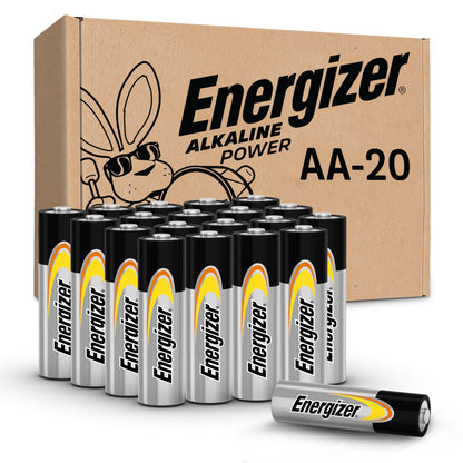Energizer Alkaline Power AA Batteries (20 Pack), Double A Batteries Alkaline, Long-Lasting