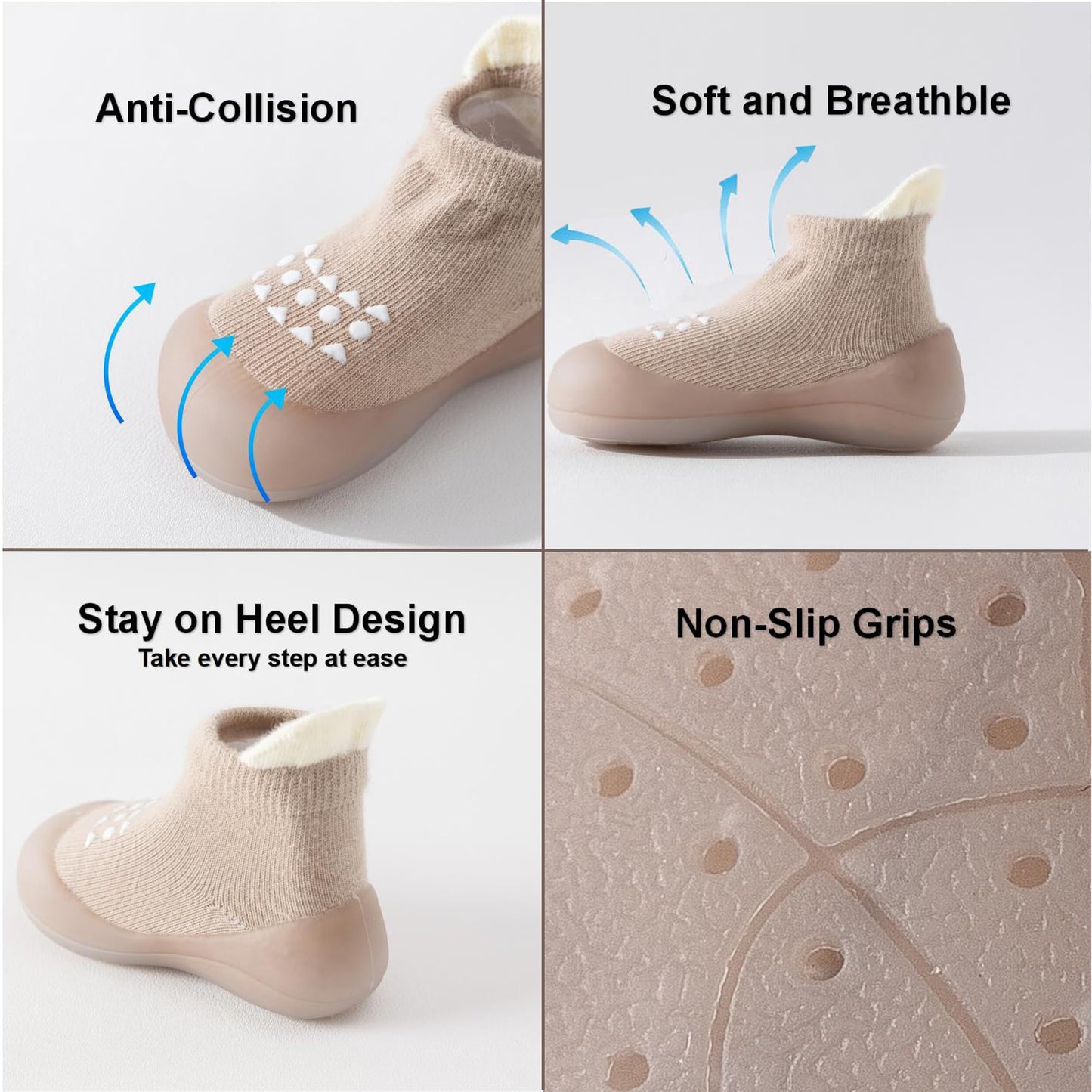 Hstyle Baby Sock Shoes Toddler Walking Shoes Infant Non-Slip Slippers Soft Rubber Sole Sneakers for Baby Boys Girls