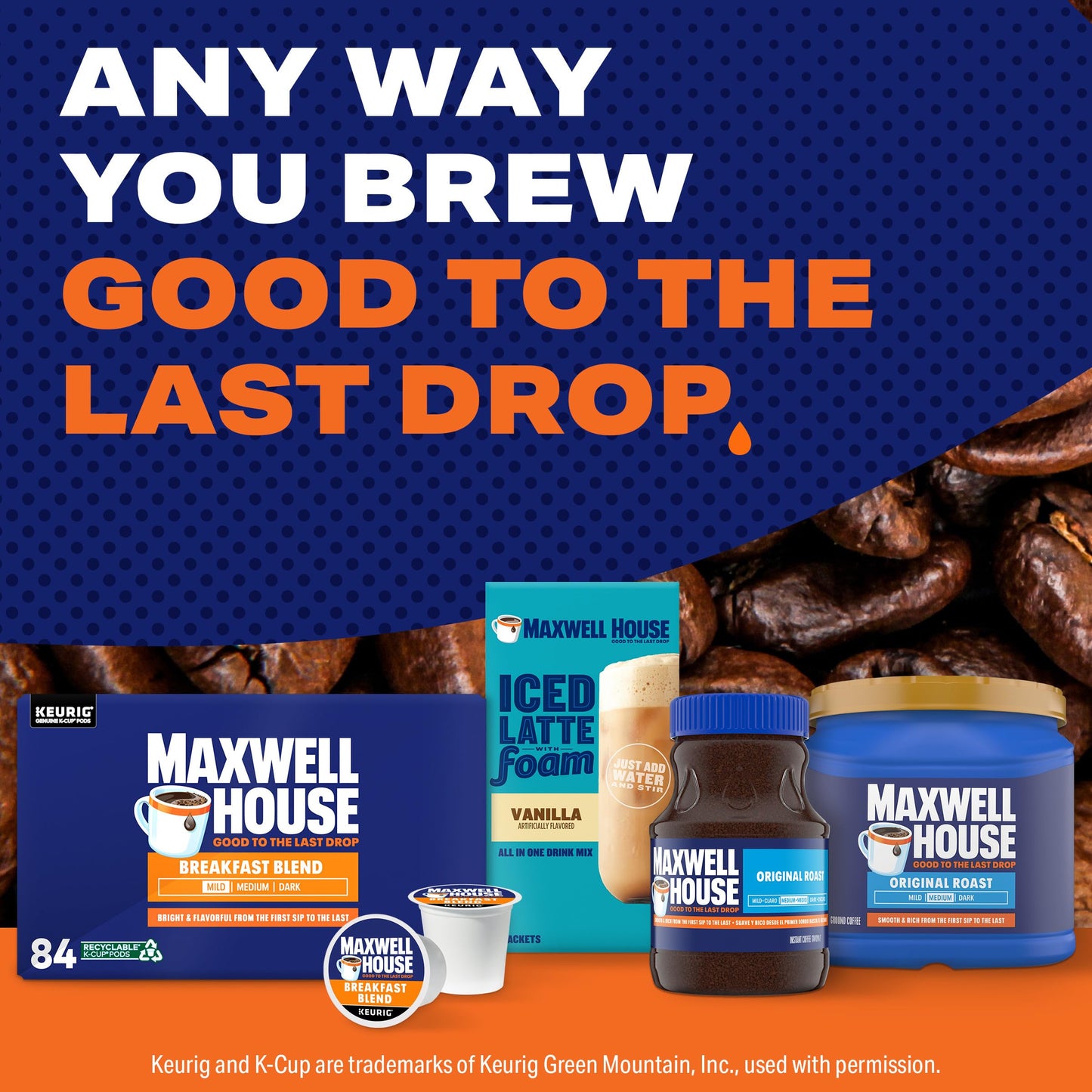 Maxwell House Breakfast Blend Mild Roast K-Cup Coffee Pods, 84 ct Box